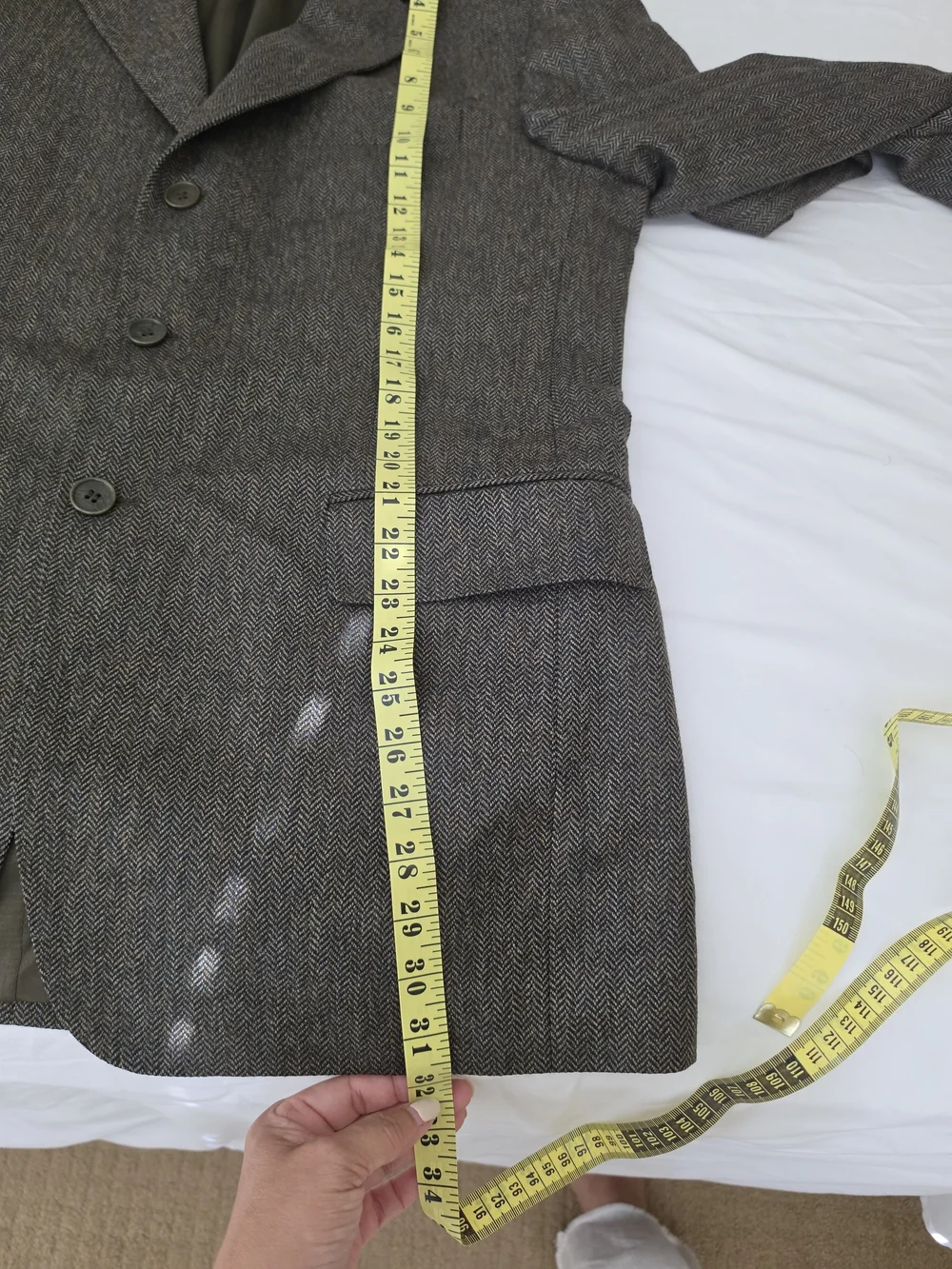 Classic Men's Gray Herringbone Blazer 100% Wool Made In ITALY.